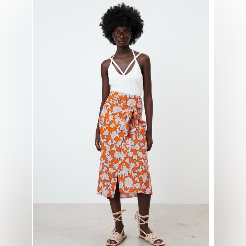 Zara printed wrap skirt
